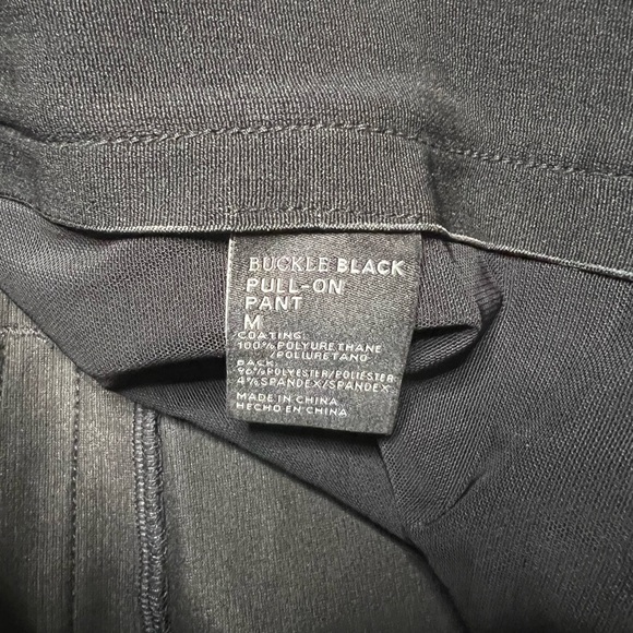 Buckle Black Faux Leather Pull-On Pants - Size M - Picture 3 of 3